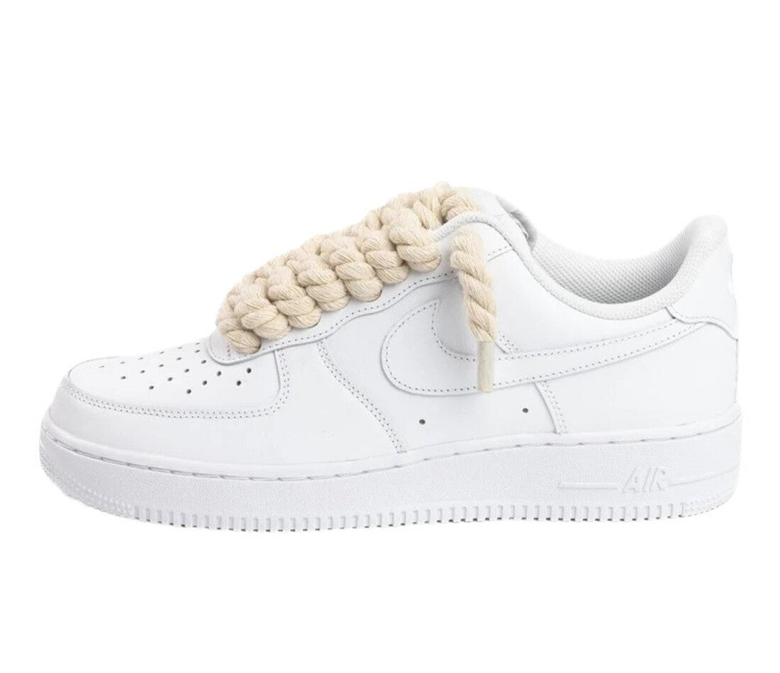 Nike Air Force 1 White Low 07 Rope Laces Beige