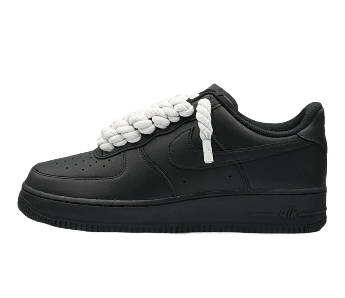 Nike Air Force 1 Black Low 07 Rope Laces White